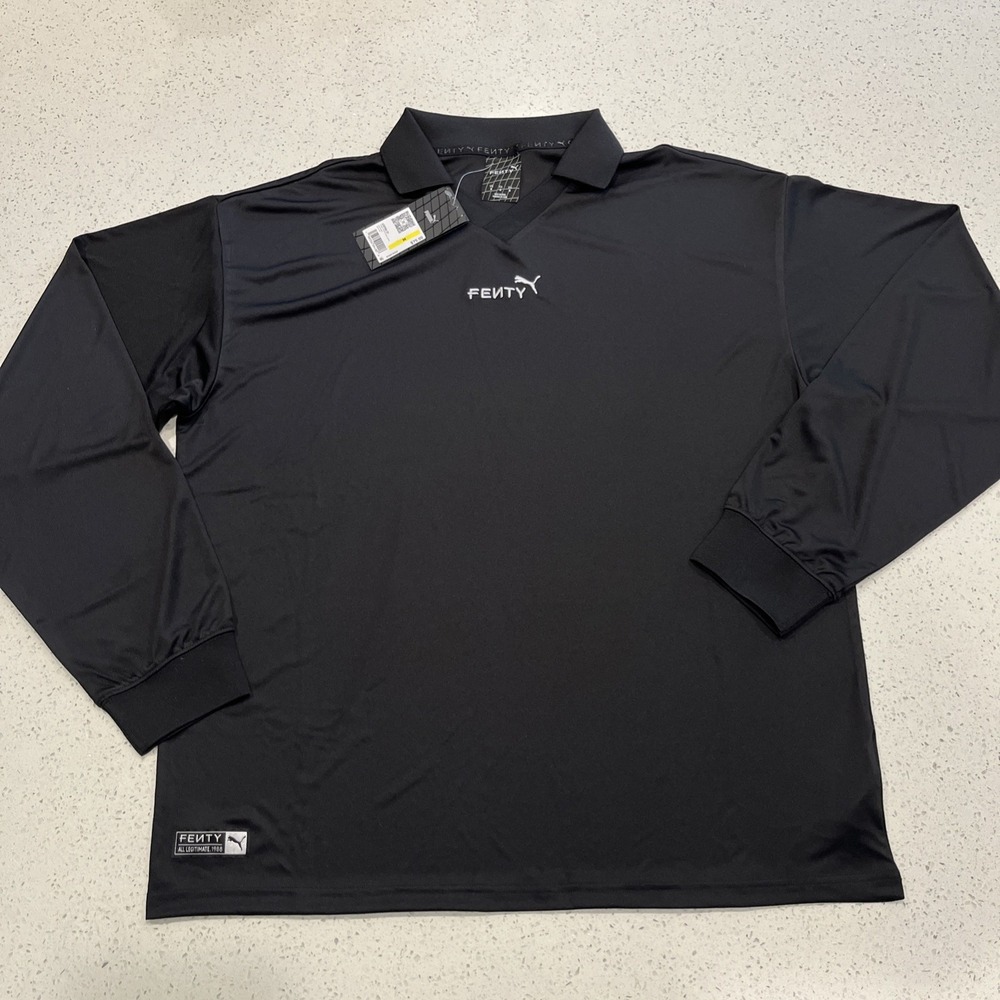 PUMA Fenty X Collared Long Sleeve Goalie Jersey Mens Black 63378601 Mens M NWT